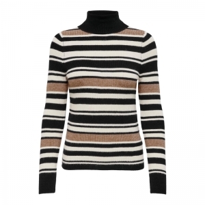 ONLFLOREL LS STRIPE ROLLNECK P 177911001 Black