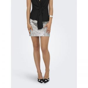 ONLSIMONE SHORT SEQUINS SKIRT 177931001 Silve